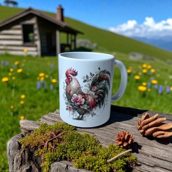 Keramiktasse Tasse Huhn Blumen Design Nr. 2 Kaffeebecher Teetasse Kaffeetasse - Artikel Nr. 1100089